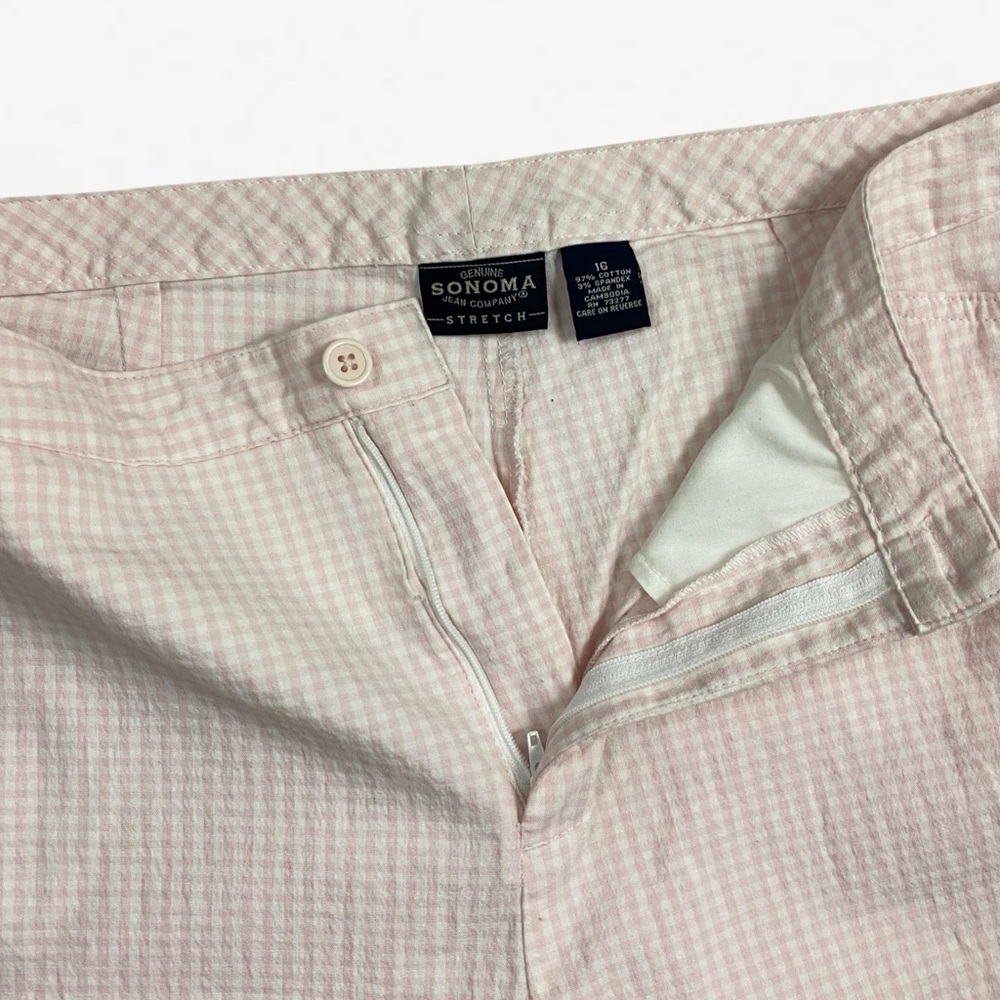 Sonoma Lightweight Cotton pink white gingham summer crop capris Chinos pants 16 - Picture 4 of 4